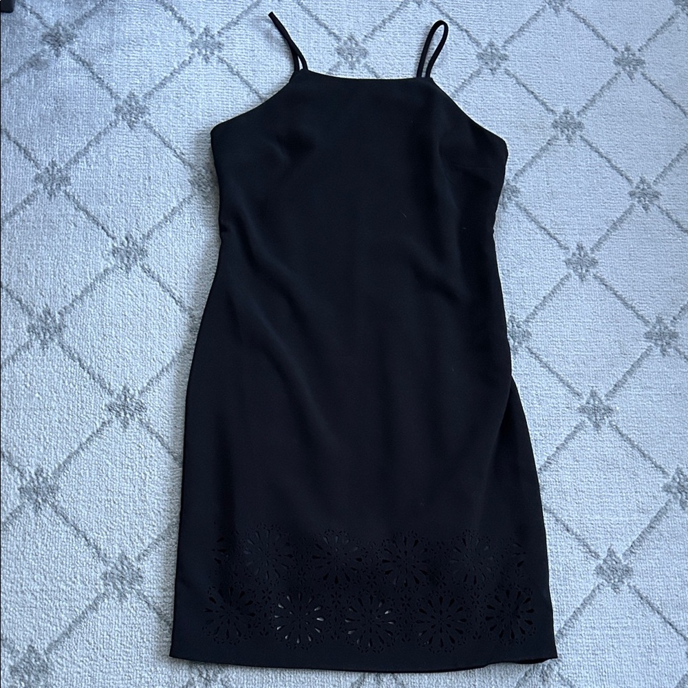 Banana Republic Black Laser Cut Floral Mini Dress